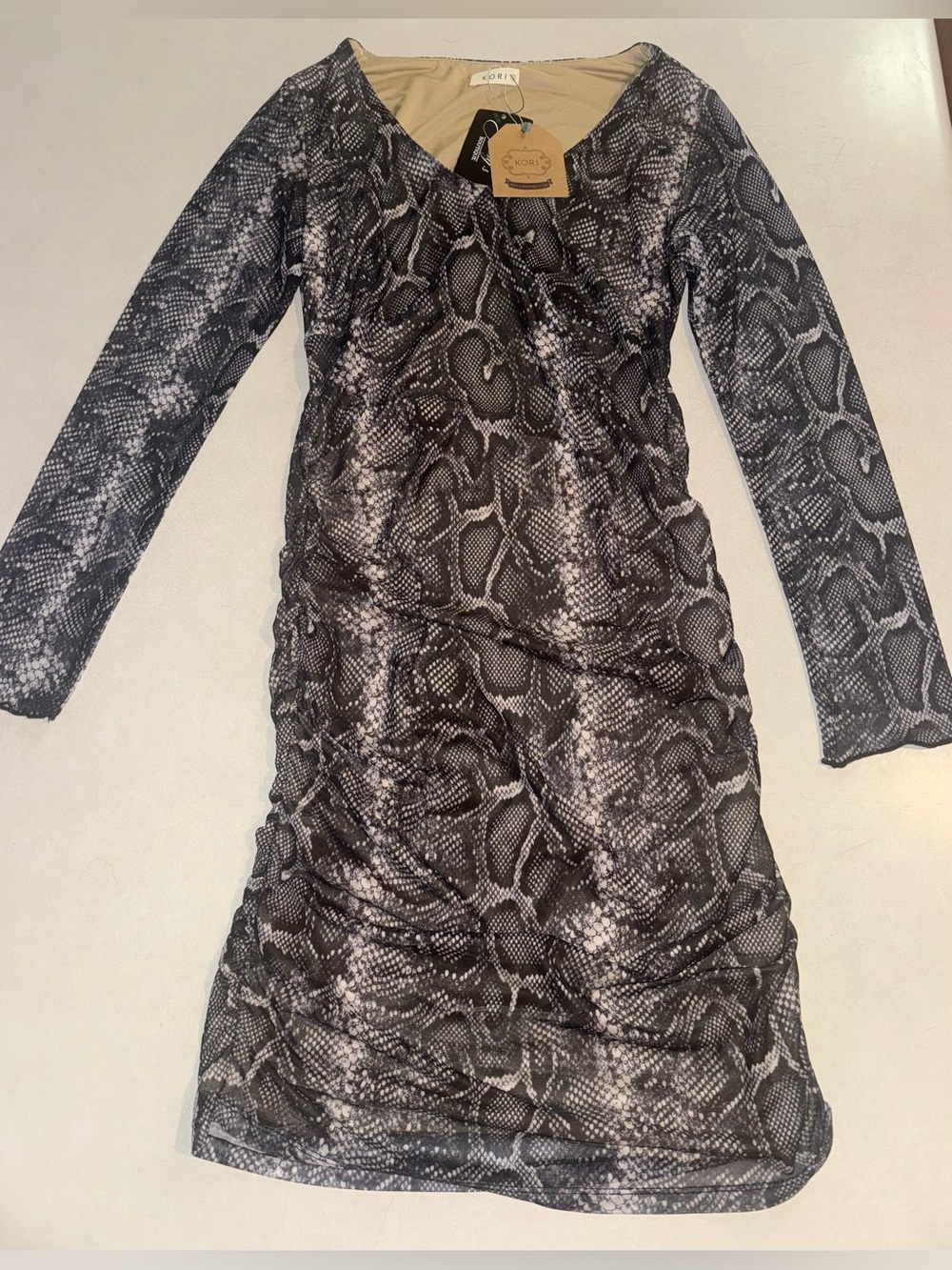 NWT Kori Boutique Dress Small S Snakeskin Festival Concert Bodycon